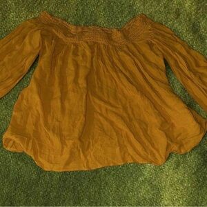 free people mustard yellow off-the-shoulder top